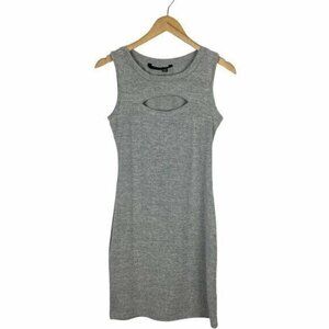 SEVEN Sisters Grey Stretch Knit Sleeveless Bodycon Mini Dress Chest Cut Out US S